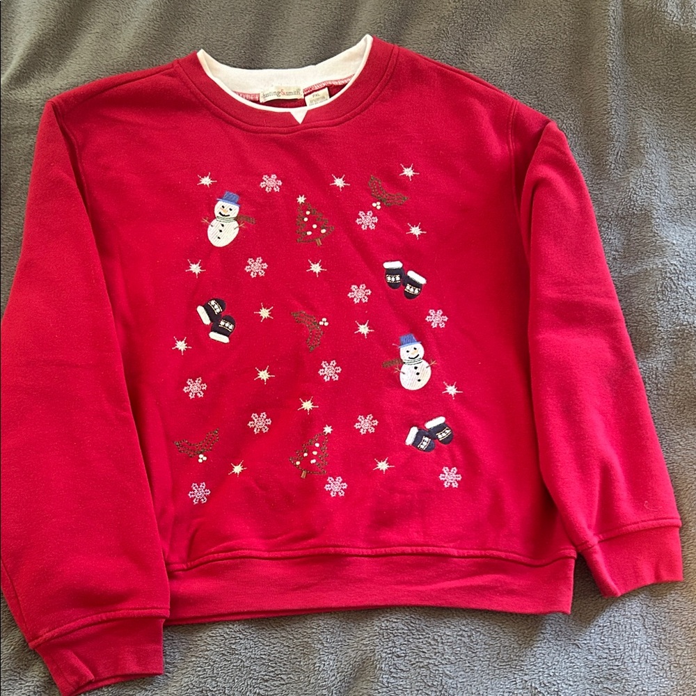 VINTAGE ‘90s Grandma Festive Red Snowman Sweatshirt